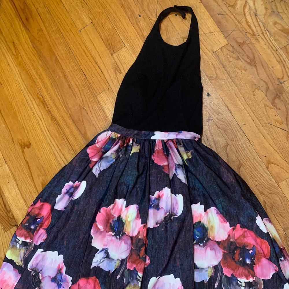 Floral and Black Gown